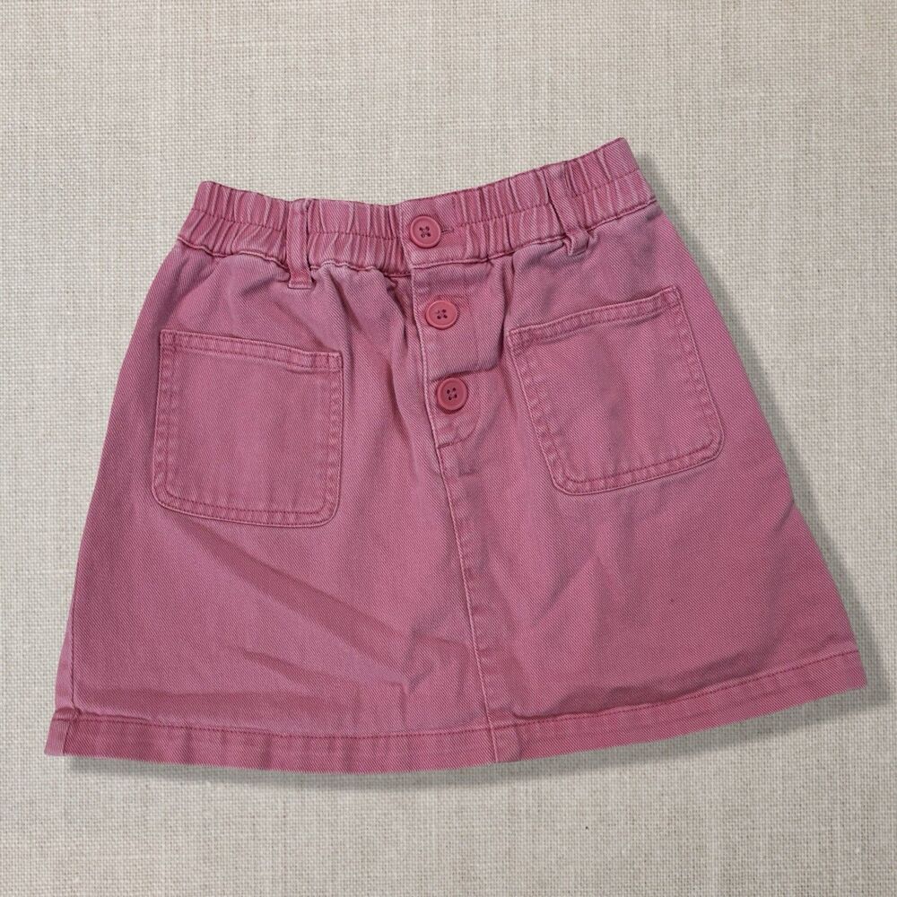 Mini Boden Girls Pink Button Front Utility Skirt Size 8-9Y